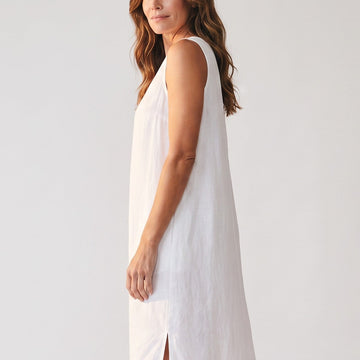 White 100% Linen Midi Dress | Size XS | Brand New - 0