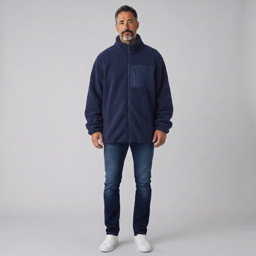 Navy Sherpa Teddy Jacket | Size XXL | Pre-Loved - 0