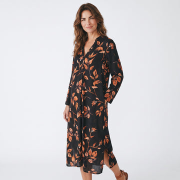 David Jones Black Long-Sleeve Embroidered Dress | Size 12 | Pre-Loved - 0