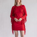 Red Velvet Tassel Bodycon Dress | Size S | Pre-Loved-1