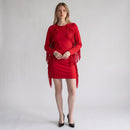 Red Velvet Tassel Bodycon Dress | Size S | Pre-Loved-2