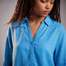 Blue 100% Linen Long-Sleeve Blouse | Sizes M–XXL | Brand New-1