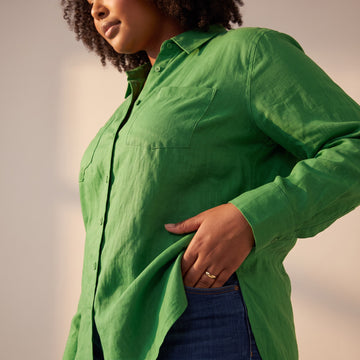 Green 100% Cotton Long-Sleeve Shirt | Sizes 30–44 | Brand New