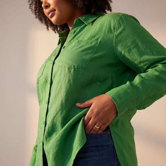 Green 100% Cotton Long-Sleeve Shirt | Sizes 30–44 | Brand New