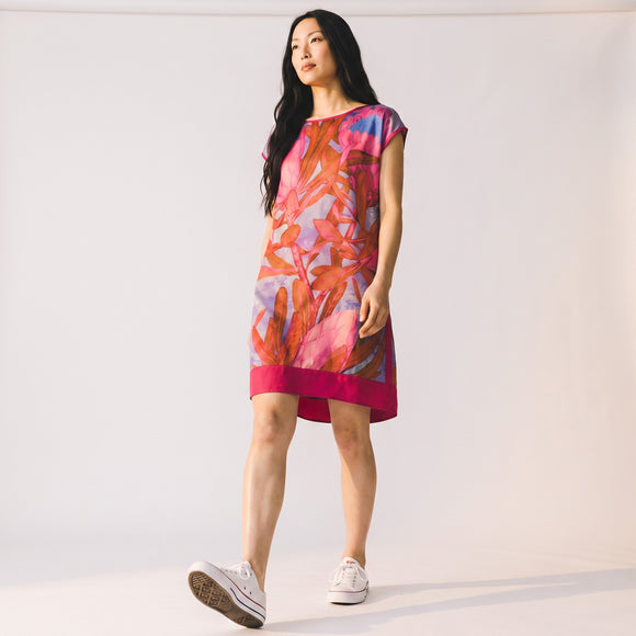 Pink Floral Satin Dress | Size 34 | Pre-Loved