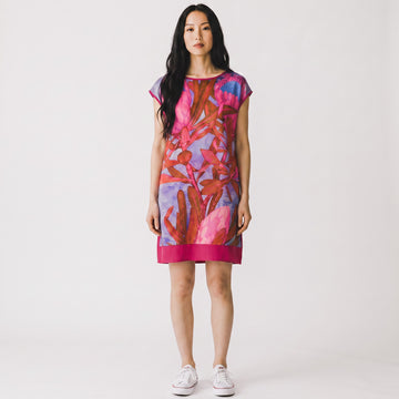Pink Floral Satin Dress | Size 34 | Pre-Loved