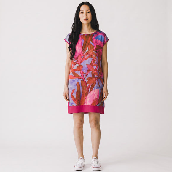 Pink Floral Satin Dress | Size 34 | Pre-Loved