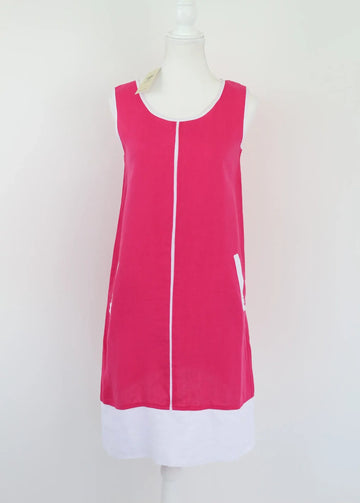 Pink & White 100% Linen Dress | Sizes XS & XL | Brand New