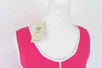 Pink & White 100% Linen Dress | Sizes XS & XL | Brand New - 0