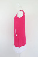 Pink and white 100% linen dress-3