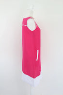 Pink and white 100% linen dress-4