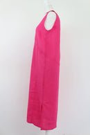 Pink midi 100% linen dress - XS-4