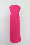 Pink midi 100% linen dress - XS-3