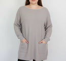 Light grey long-sleeved light-weight jersey with pockets - L-1