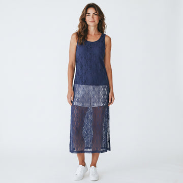 Foschini Blue Lace Side-Slit Top | Size 8 | Pre-Loved