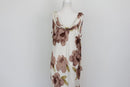 Arlow stone-coloured strap maxi dress with brown floral pattern - XL-2
