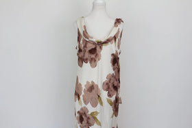 Arlow stone-coloured strap maxi dress with brown floral pattern - XL - 0