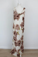 Arlow stone-coloured strap maxi dress with brown floral pattern - XL-3