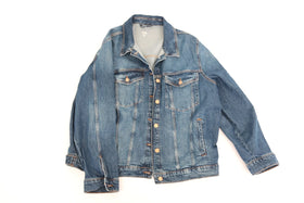 C&A medium blue denim jacket with rose gold buttons - XL