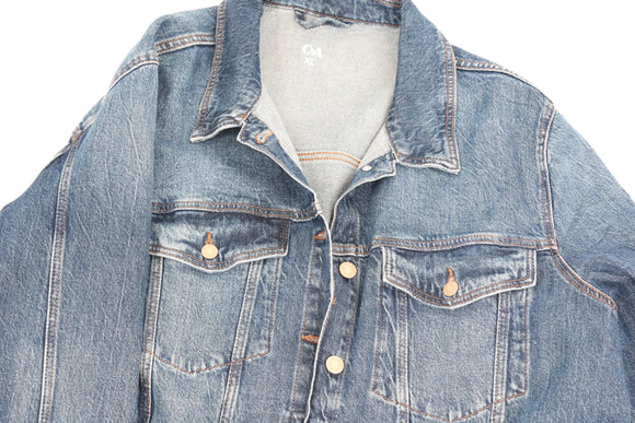 C&A medium blue denim jacket with rose gold buttons - XL