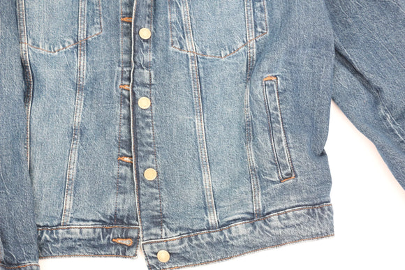 C&A medium blue denim jacket with rose gold buttons - XL