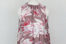 Purple sleeveless halterneck maxi dress with pink floral print - S-3