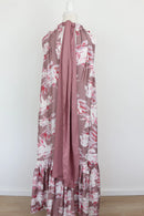 Purple sleeveless halterneck maxi dress with pink floral print - S-5