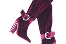 Burgundy velvet over-the-knee boots with studded block heel - 3-2