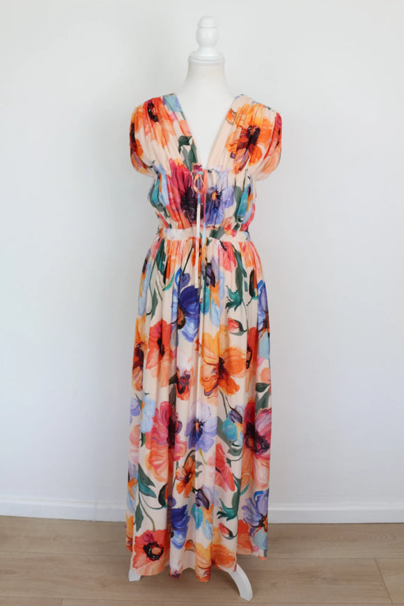 Arlow multicoloured floral print A-line maxi dress