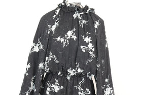 Paramount black embroided mini dress with floral print - S - 0