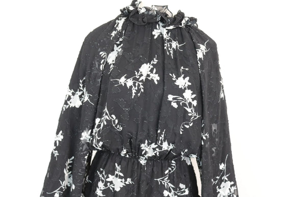 Paramount black embroided mini dress with floral print - S