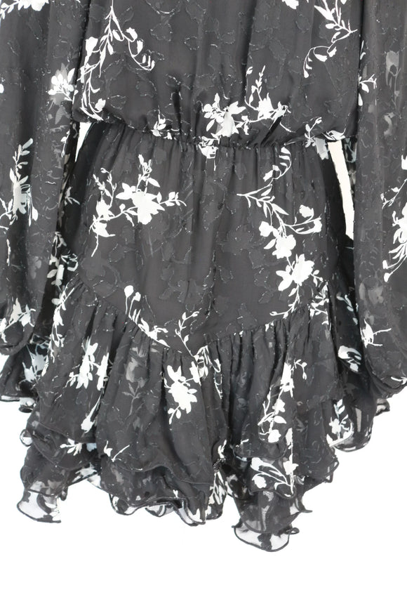 Paramount black embroided mini dress with floral print - S