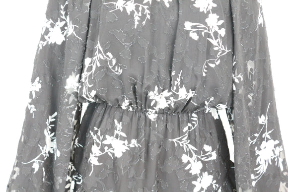 Paramount black embroided mini dress with floral print - S