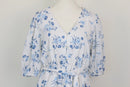 Paramount white and blue linen-style floral dress - S-3
