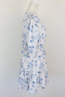 Paramount white and blue linen-style floral dress - S-4