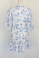 Paramount white and blue linen-style floral dress - S-5