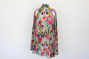 Multi-coloured floral print sleeveless pleated mini dress - S-1