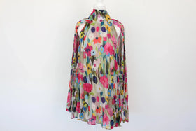 Multi-coloured floral print sleeveless pleated mini dress - S