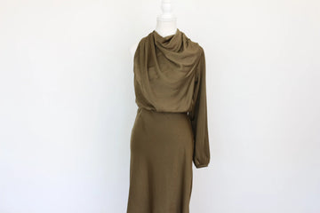 Green Asymmetric One-Sleeve Maxi Dress – Size S | Brand new