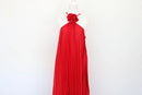 Red strap pleated halterneck maxi dress - XL-1
