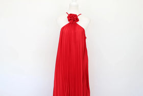 Red strap pleated halterneck maxi dress - XL