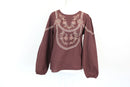 Paramount brown long-sleeved embroided shirt - S-1