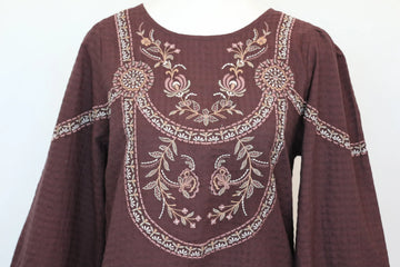 Paramount Brown Long-Sleeved Embroidered Shirt – S - 0