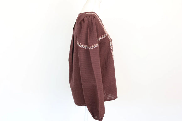 Paramount brown long-sleeved embroided shirt - S
