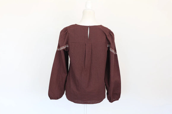 Paramount brown long-sleeved embroided shirt - S