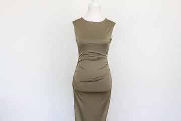 Green Ruched Backless Maxi Dress – Size S | Brand new
