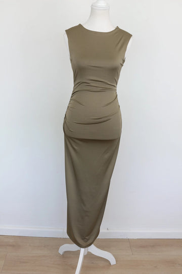 Green Ruched Backless Maxi Dress – Size S | Brand new - 0