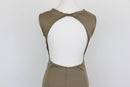 Arlow green sleeveless form-fitting ruched backless maxi dress - S-4