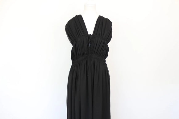 Arlow black sleeveless A-line maxi dress with cinched waist