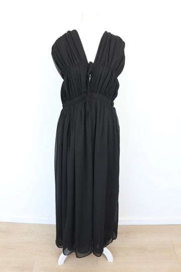 Black Cinched-Waist A-Line Maxi Dress | Brand new - 0